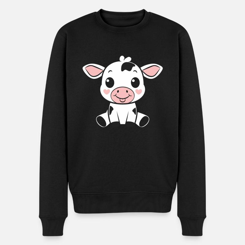 Kuh - Männer Premium Bio Pullover - Schwarz