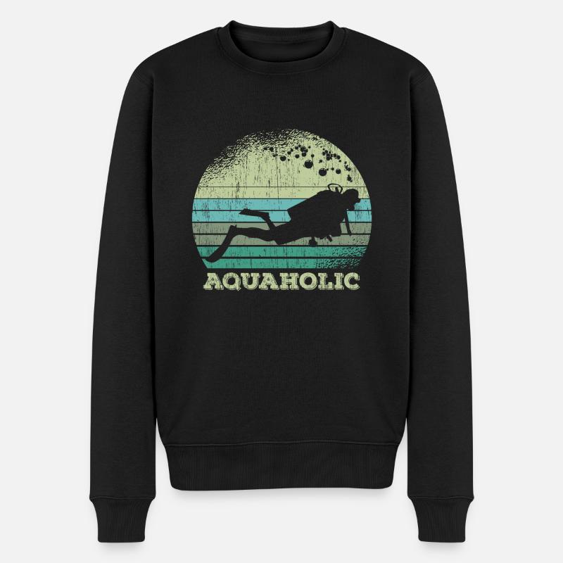 Aquaholic Vintage Taucher - Männer Premium Bio Pullover - Schwarz