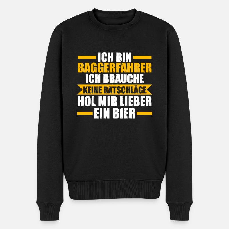 Baggerfahrer Bier Bagger Geschenk - Männer Premium Bio Pullover - Schwarz