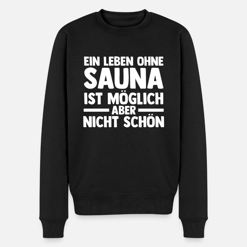 Wellness Saunieren Sauna - Männer Premium Bio Pullover - Schwarz