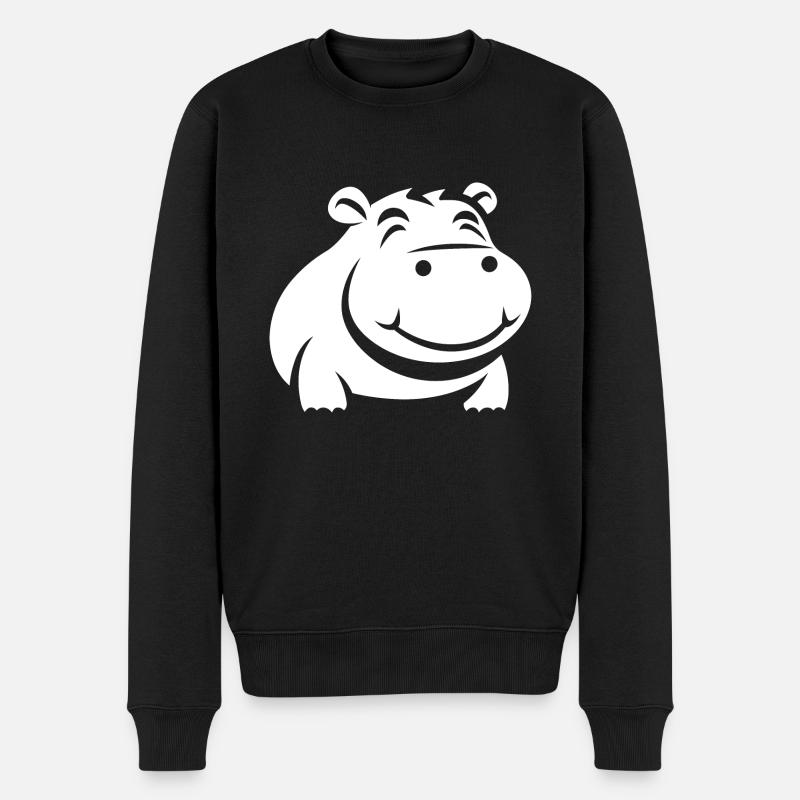 Liebe Kleines Nilpferd - Männer Premium Bio Pullover - Schwarz