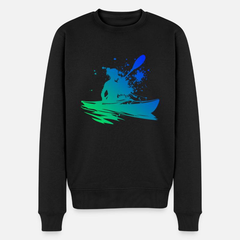 Kajak Kayak Kanu Kajakfahren Damen Herren - Männer Premium Bio Pullover - Schwarz