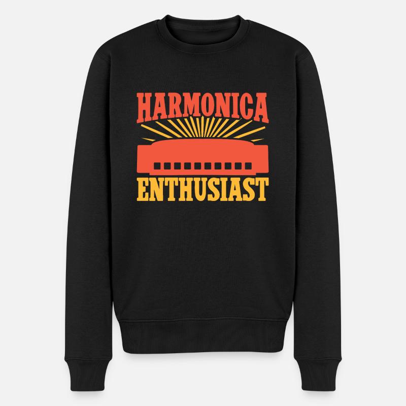 Funny Harmonica Player Enthusiast Harmonica - Men's Premium Organic Jumper - black