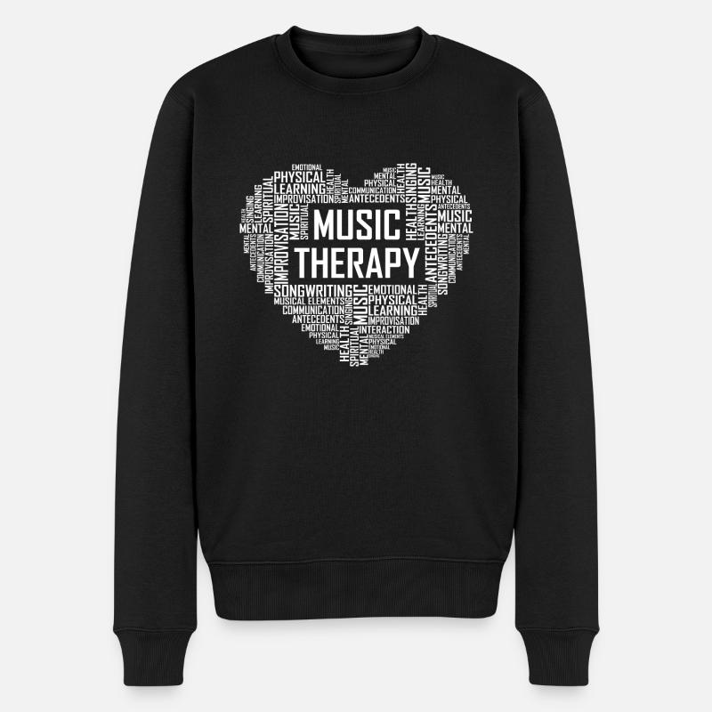 Musiktherapie - Herz - Männer Premium Bio Pullover - Schwarz