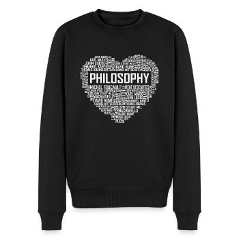 Philosophie - Herz - Männer Premium Bio Pullover - Schwarz - Vorne - Nico (187cm)