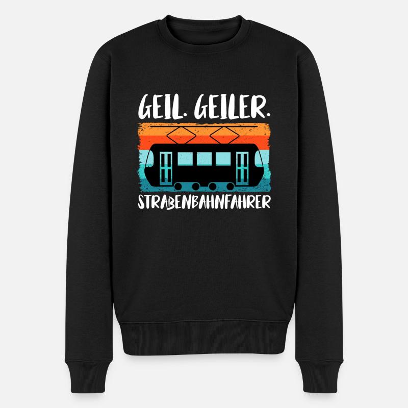 Straßenbahnfahrer Straßenbahn Stadtbahn Tram - Männer Premium Bio Pullover - Schwarz