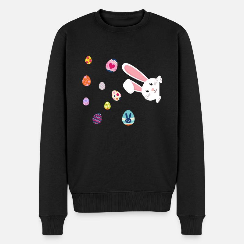 Osterhase mit Ostereier - Männer Premium Bio Pullover - Schwarz