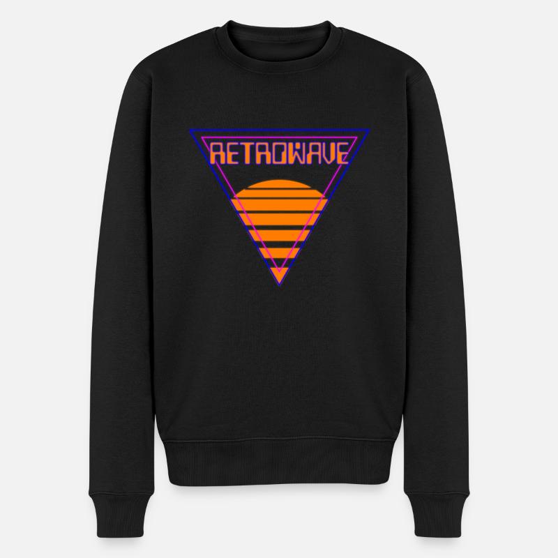 Retrowave Synthwave 80s Design - Männer Premium Bio Pullover - Schwarz