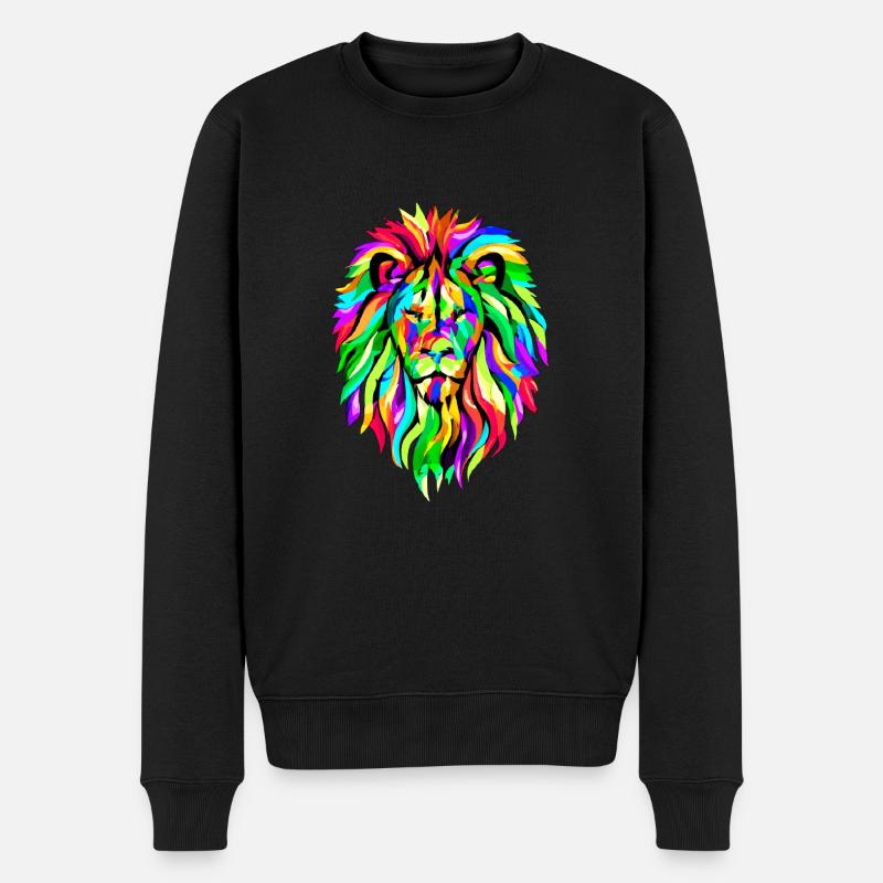 Lion arc-en-ciel - Pull Premium bio Homme - noir