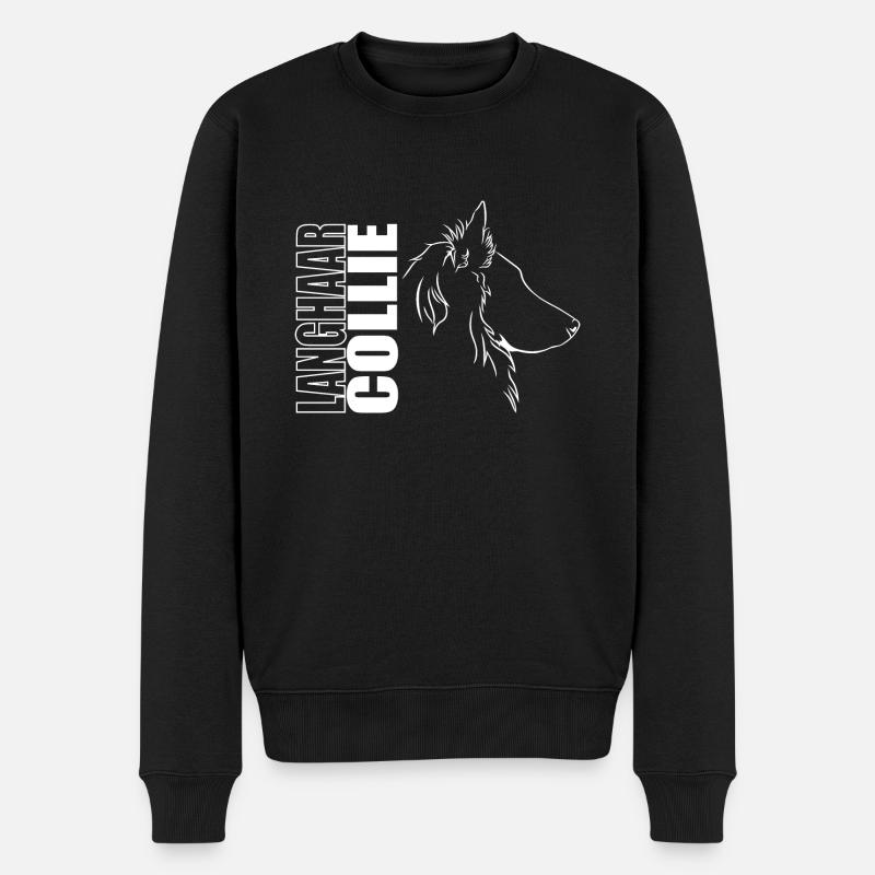 Langhaar Collie Profil Hunde Hund Wilsigns - Männer Premium Bio Pullover - Schwarz