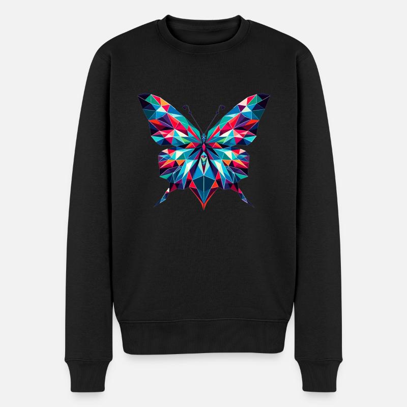 Schmetterling in Polygonendarstellung - Männer Premium Bio Pullover - Schwarz