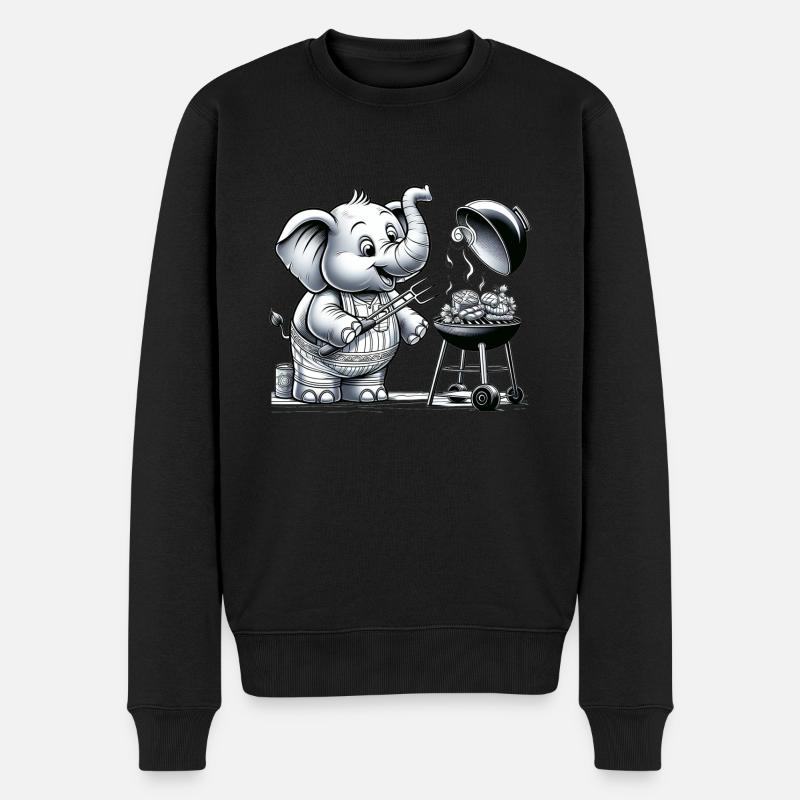 Cute BBQ Elephant - Männer Premium Bio Pullover - Schwarz