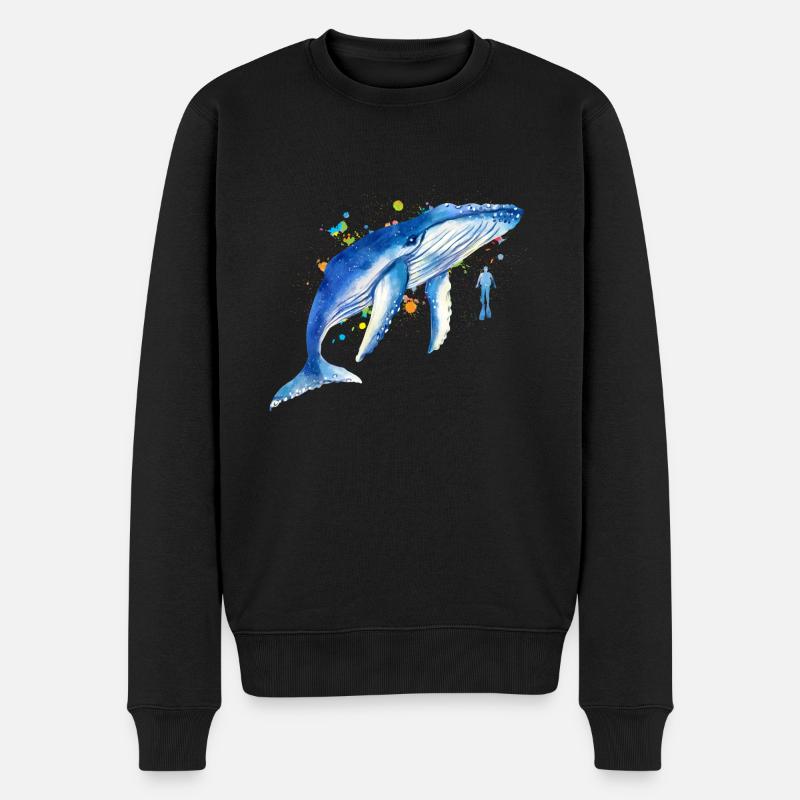 Baleines bleus Plongeurs Baleines - Pull Premium bio Homme - noir
