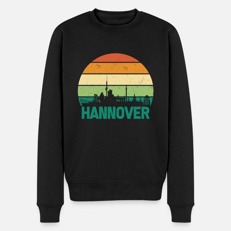 Hannover Skyline Retro Stadt - Männer Premium Bio Pullover - Schwarz