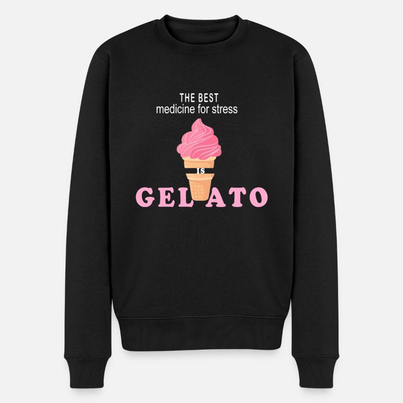Die beste Medizin gegen Stress ist Gelato cremig m - Männer Premium Bio Pullover - Schwarz