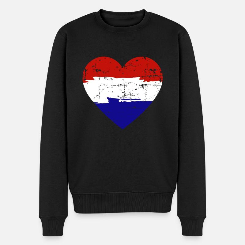 Drapeau du cœur des Pays-Bas - Pull Premium bio Homme - noir