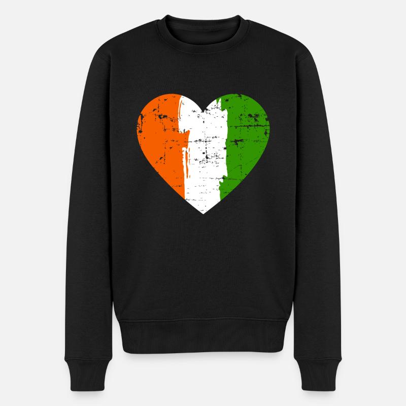 Drapeau du cœur de l’Irlande - Pull Premium bio Homme - noir
