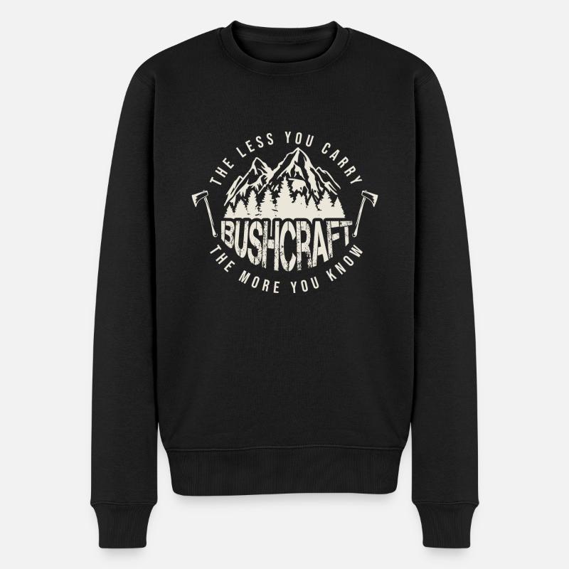 Bushcraft Wildnis Natur Survival Spruch - Männer Premium Bio Pullover - Schwarz
