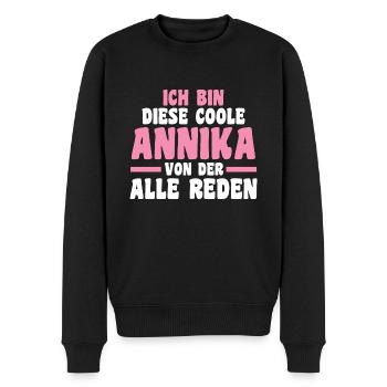Annika - Männer Premium Bio Pullover - Schwarz - Vorne - Nico (187cm)