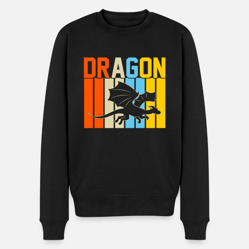Drache Retro-Design Drache Geschenk - Männer Premium Bio Pullover - Schwarz