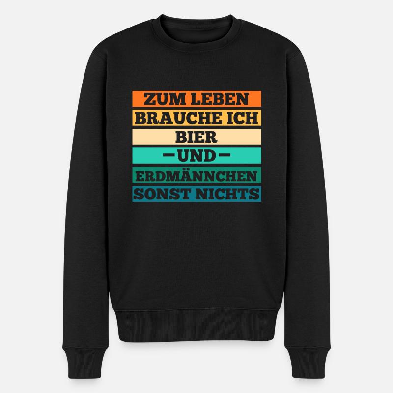 Bier Erdmännchen - Männer Premium Bio Pullover - Schwarz