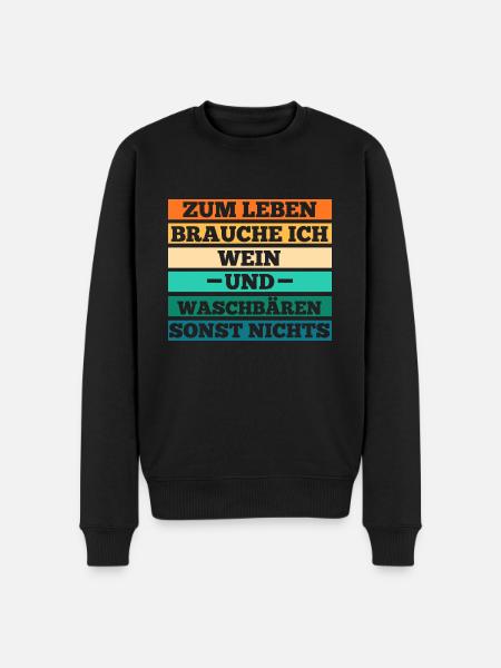 Wein Waschbär - Männer Premium Bio Pullover - Schwarz
