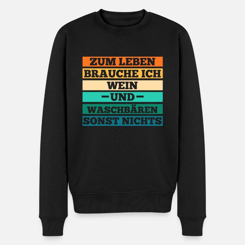 Wein Waschbär - Männer Premium Bio Pullover - Schwarz