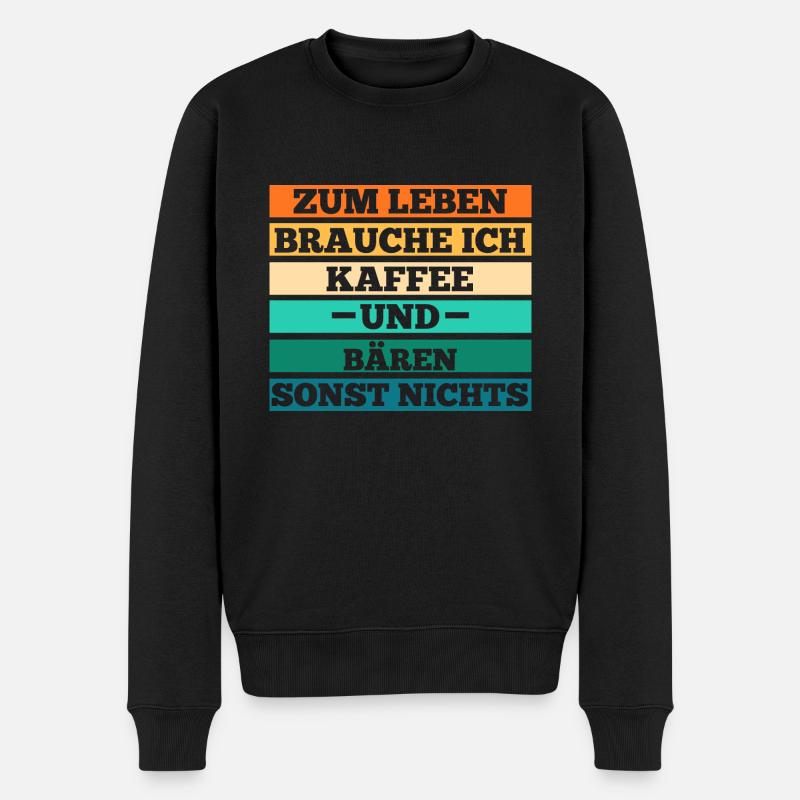 Kaffee Braunbär Bär - Männer Premium Bio Pullover - Schwarz