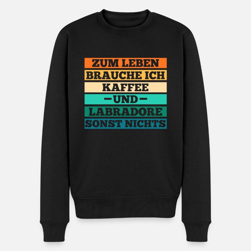 Kaffee Hund Labrador - Männer Premium Bio Pullover - Schwarz
