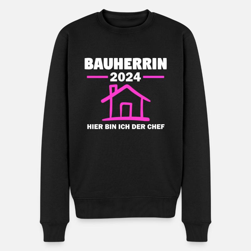 Bauherrin 2024 Hausbau Richtfest Geschenk - Männer Premium Bio Pullover - Schwarz