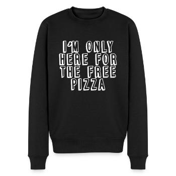 I'm Only Here For The Free Pizza - Männer Premium Bio Pullover - Schwarz - Vorne - Nico (187cm)