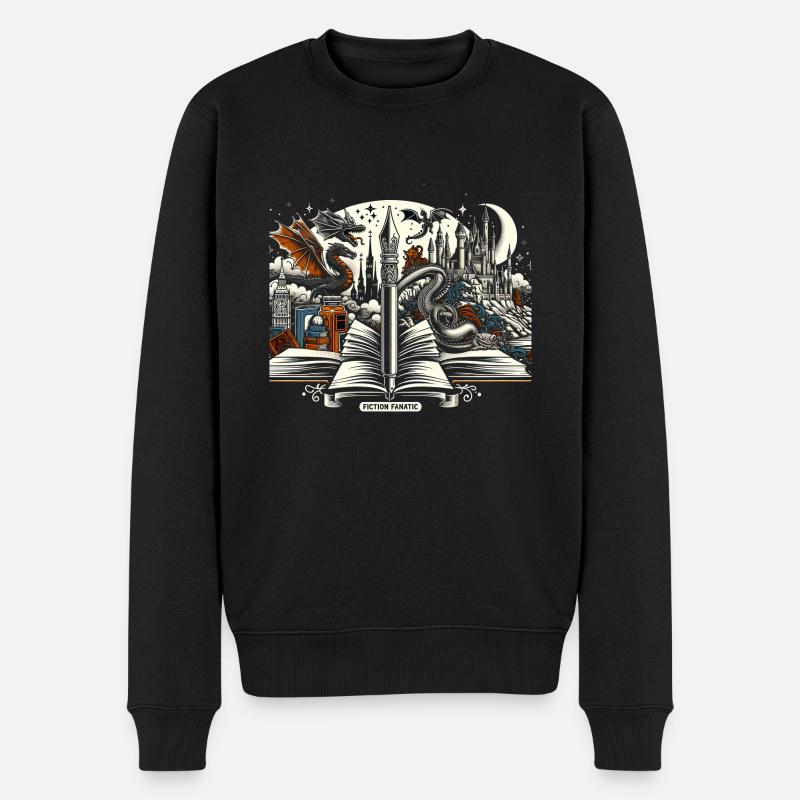 Fiction Fanatic 3 - Männer Premium Bio Pullover - Schwarz