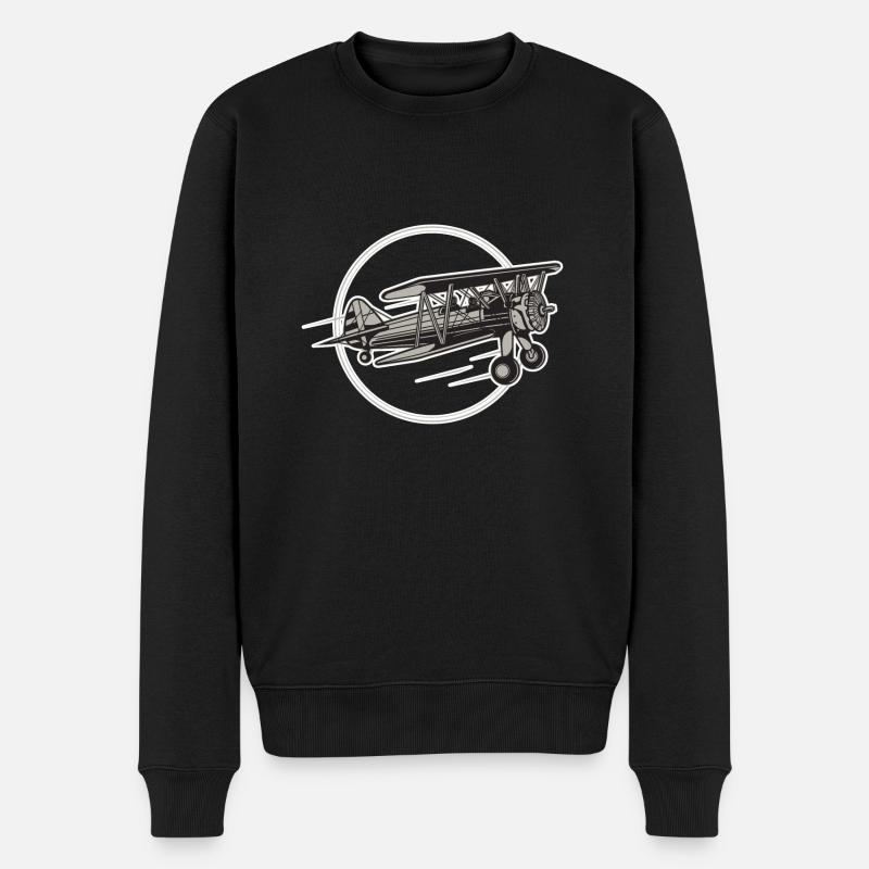 Flugzeug Airplane - Männer Premium Bio Pullover - Schwarz