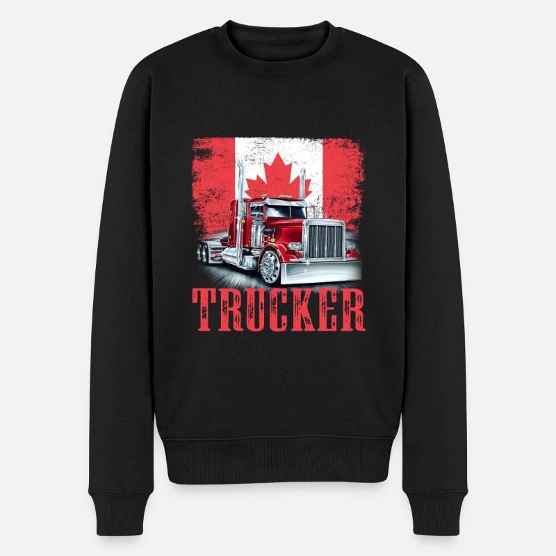 Drapeau canadien de camionneur - Pull Premium bio Homme - noir