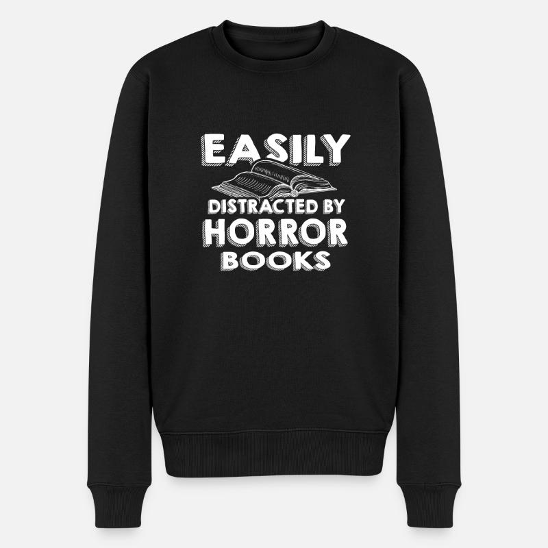 Horror Book Lover Geschenk leicht abgelenkt von - Männer Premium Bio Pullover - Schwarz