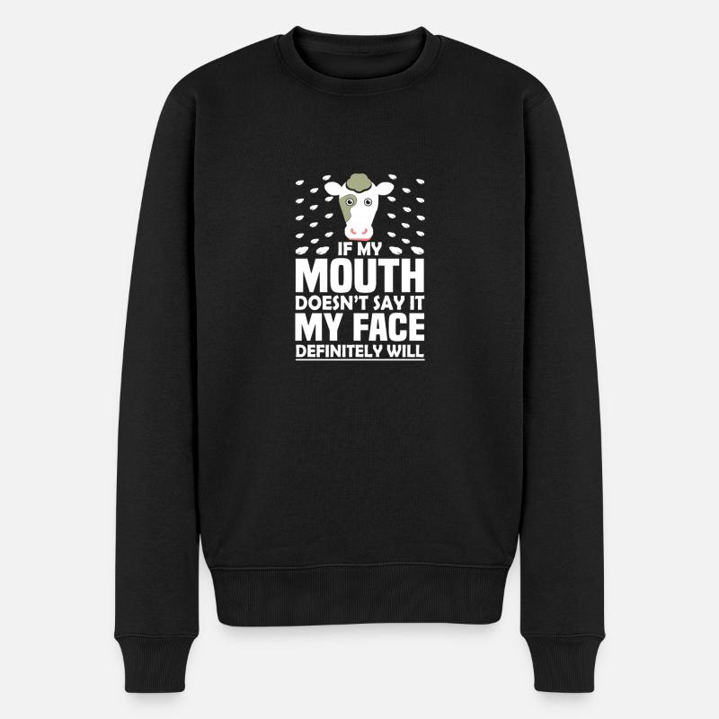Sarkastische Kuhmaul sagt nicht, dass es Gesicht will - Männer Premium Bio Pullover - Schwarz