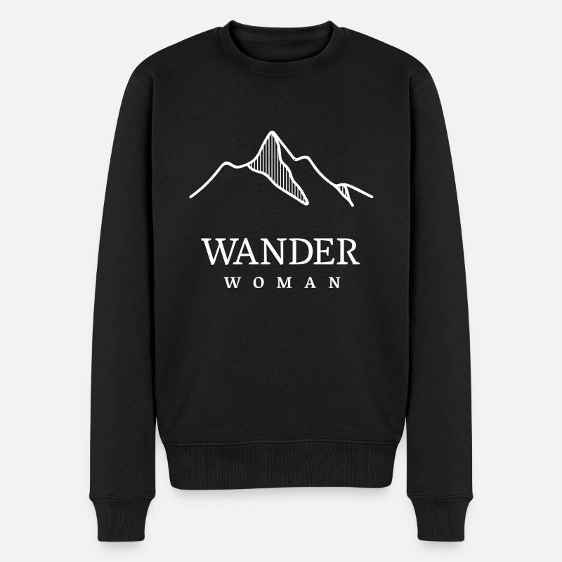 Wander Woman mit Berge - Männer Premium Bio Pullover - Schwarz