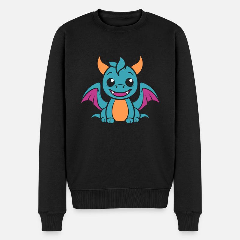 Baby-Drache - Männer Premium Bio Pullover - Schwarz