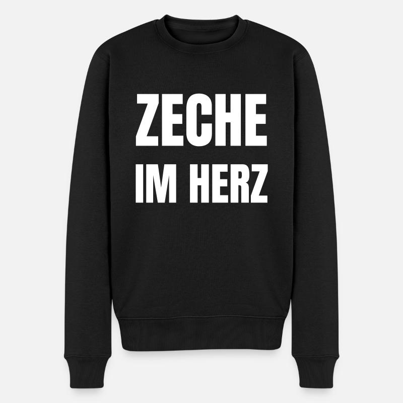 Zeche im Herz - Männer Premium Bio Pullover - Schwarz