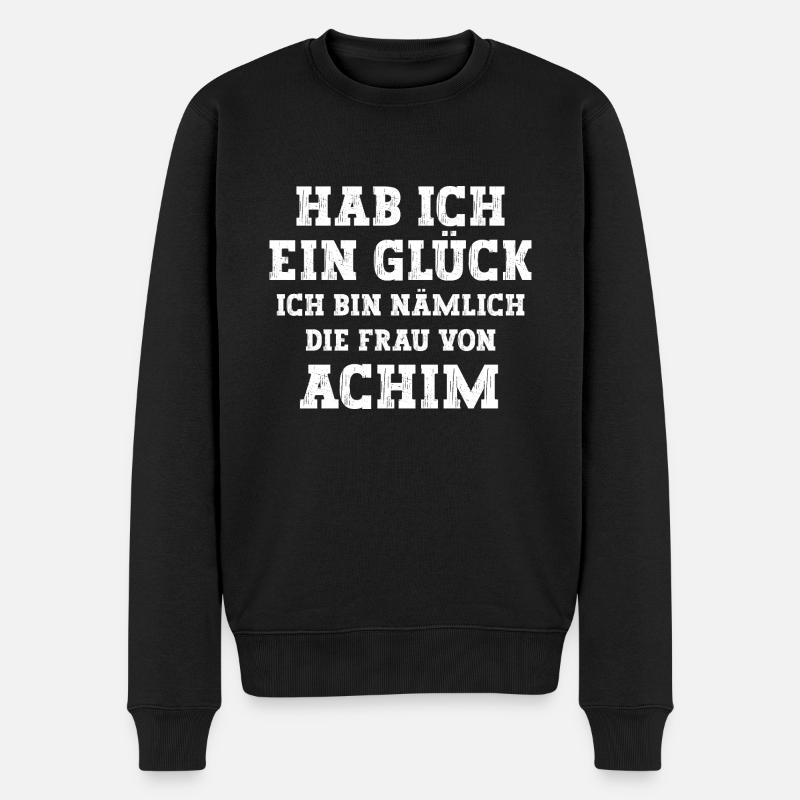 Ich bin die Frau von Achim Hochzeit - Männer Premium Bio Pullover - Schwarz