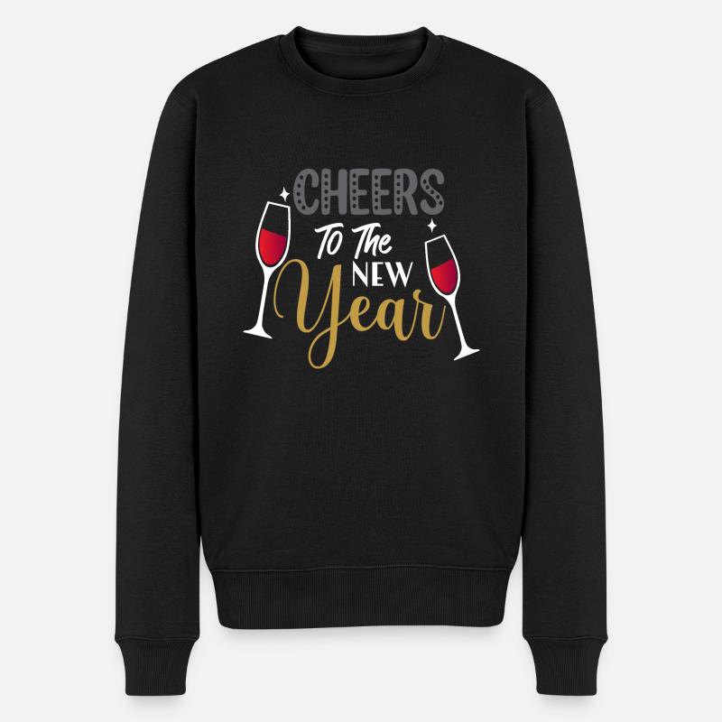 Cheers New Year Silvester Neujahr Weihnachten - Männer Premium Bio Pullover - Schwarz