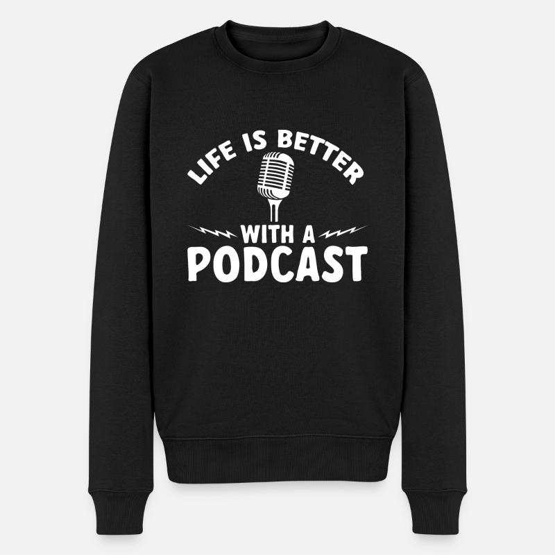 Podcaster Podcast - Männer Premium Bio Pullover - Schwarz