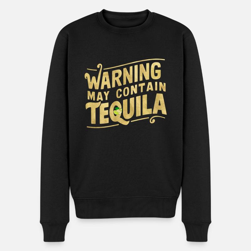 Warning May Contain Tequila 14 - Männer Premium Bio Pullover - Schwarz