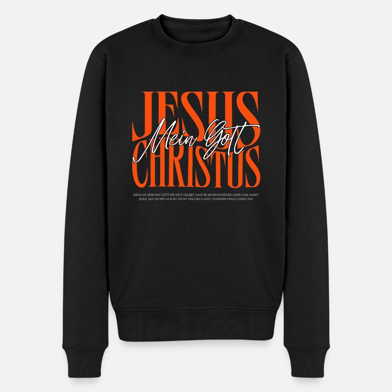 Jesus Mein Gott - Männer Premium Bio Pullover - Schwarz