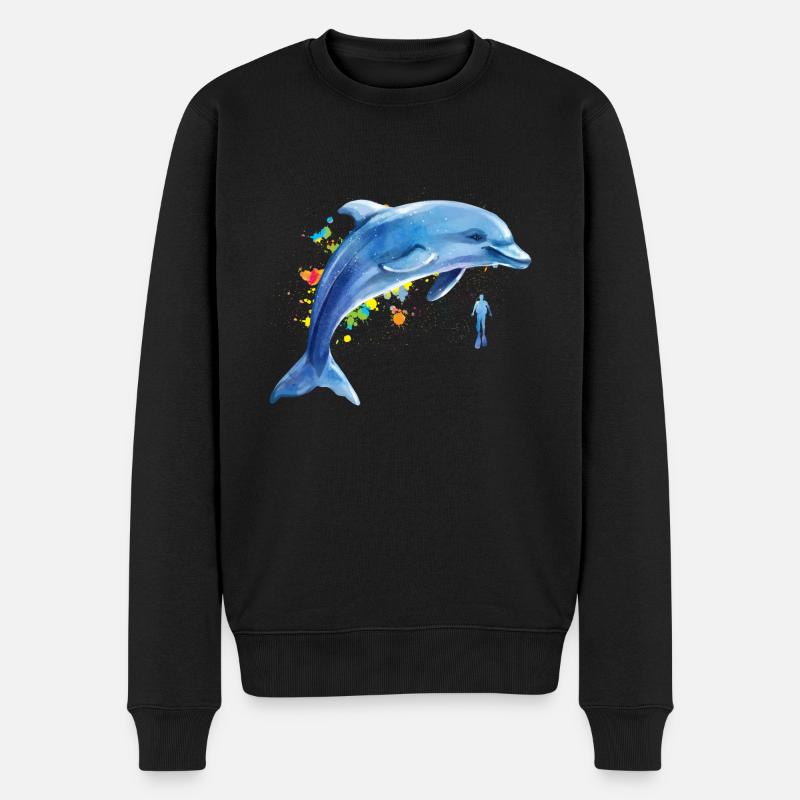 Dauphin Plongeur Baleine Dauphin Dauphin - Pull Premium bio Homme - noir