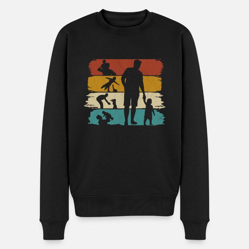 Papa Vater Sohn Vatertag Geschenk retro vintage - Männer Premium Bio Pullover - Schwarz