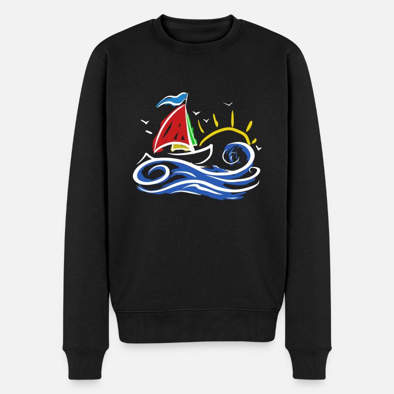 Seglen Segelboot Segler - Männer Premium Bio Pullover - Schwarz