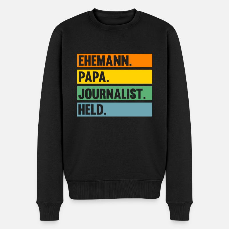Reporter Papa Vater Journalistik Journalist - Männer Premium Bio Pullover - Schwarz