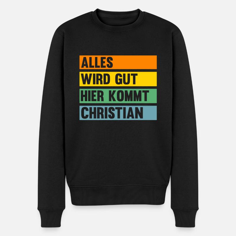 Christian - Männer Premium Bio Pullover - Schwarz