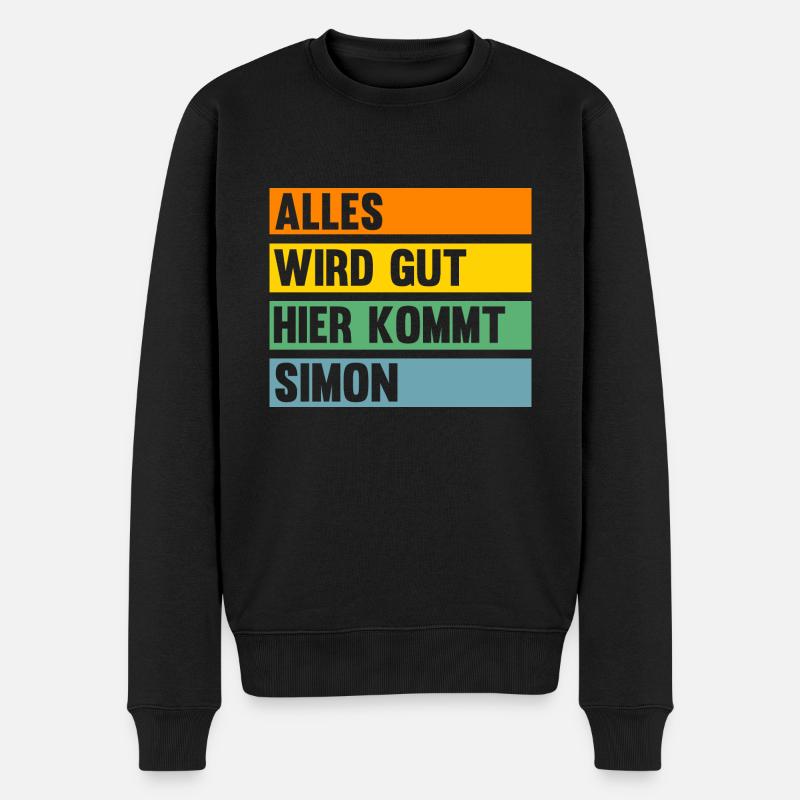 Simon - Männer Premium Bio Pullover - Schwarz